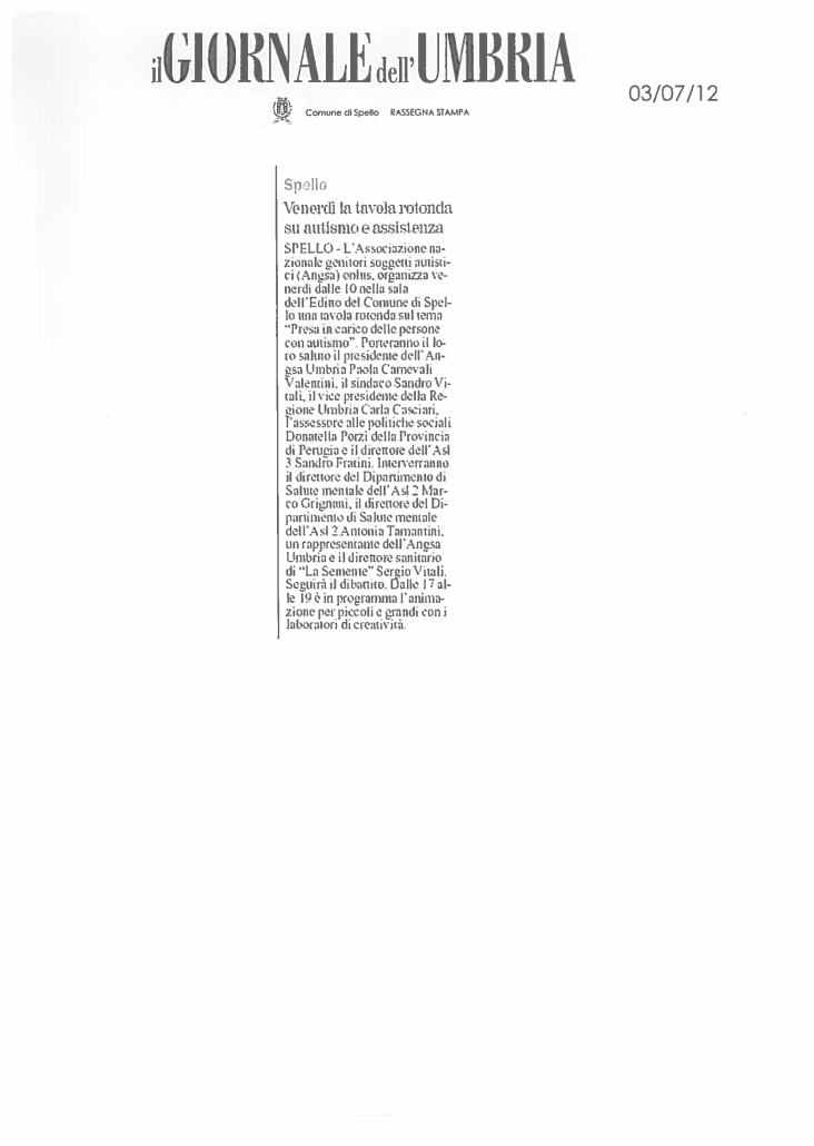 Tavola rotonda su autismo - ANGSA Umbria su Giornale dell'Umbria 2012.pdf
