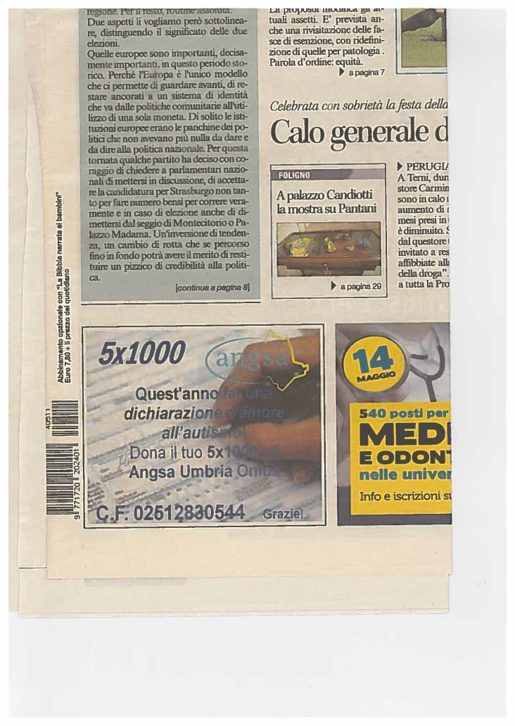 Iª Campagna 5x1000 ANGSA Umbria 2015