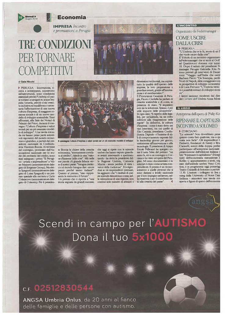 IIª Campagna 5x1000 ANGSA Umbria 2016 Corriere dell'Umbria